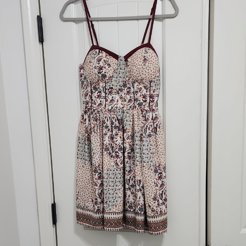 American Rag Maroon and Brown Spaghetti Strap Sundress